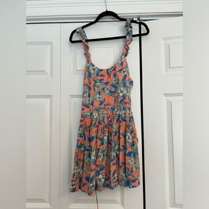 FREE PEOPLE DRESS. Orange floral, zipper in the back. Size XS.